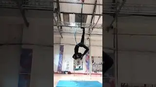 1st attempt at Toe hang back bend single scorpion aerial hoop pose! #aerialhoop #circus #gymnastics