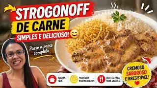 👉 STROGONOFF DE CARNE SIMPLES E DELICIOSO 😋  Passo a passo completo