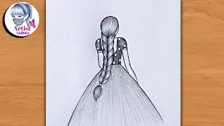 How to draw a girl backside braid hair // Drawing tutorial step by step // Backside drawing girl
