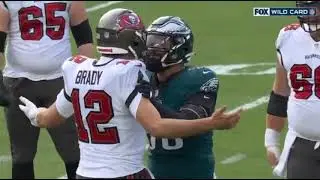 Tom Brady And Derek Barnett Exchange Words After Barnett Pushed Brady In The Back