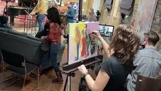 Melanie Brown painting with the Nate Lepine Quartet at Fulton Street Collective. 2/16/2022