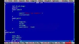 Program to swap two numbers using class in c++