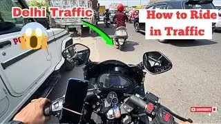 How to Ride a bike in Traffic for Beginners || Hyper Ride in Delhi traffic || Pulsar 220F #motovlog