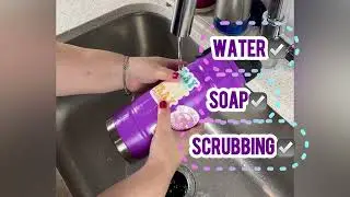 ASMR washing my water bottle stickers (satisfying Loop)💦