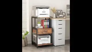 Mobile Printer Stand Filing Cabinet with Storage Shelves #stand #printer #furniture #ALISENED