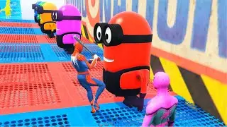 GTA 5 - Spiderman VS Minions Fight Rag doll Gameplay - Spider-man vs Minions Funny Ragdoll - EP9