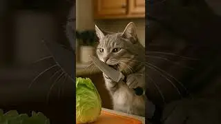 Cat Prepares Salad Like a Chef 🐱🥬 | Funniest Animal Short