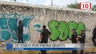 Detenido por pintar grafiti en el centro histórico