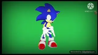 sonic dancing behind a greenscreen