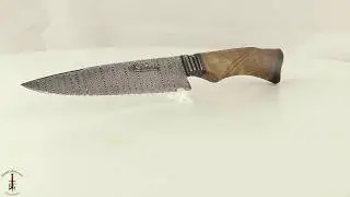 Integral Damascus Cuchillo Gaucho with Slavonian Oak and Carbon Fiber by Mauricio Daletzky