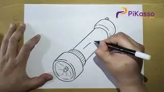 How to Draw a Flashlight Easy step by step