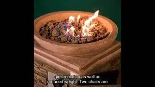 COSIEST 4-Piece Faux Brown Propane Fire Pit Outdoor Furniture, Open Weave Wicker Armchair