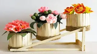 Amazing Table Flower Vase Ideas - Ice Cream Stick Vase - Ice Cream Stick Craft - DIY Room Decor