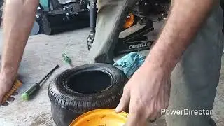 How to take a tire off and put a new one on Craftsman riding lawnmower G7400 Pro Series Year 2015