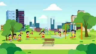 Cartoon Playground Animation | Kids Playing in Park | 2D City Park Background #viral