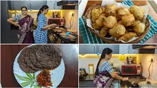 Cooking & Cleaning | Arisi Bonda | Ragi Chapati Tomato Roast | Bonda recipe in Tamil | Easy Snacks