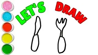 How To Draw A Cute spoon, Drawing, Painting & Coloring For Kids and Toddlers_ Child Art 🐋🌈🎨