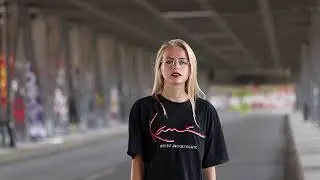 Beautiful blonde model in urban vib location.