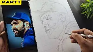 Rohit Sharma Drawing 🇮🇳 How to draw , Grid Method , Outline Tutorial .