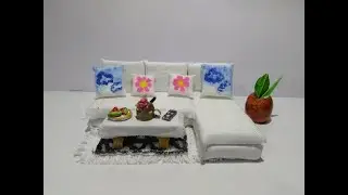 L-shape miniature sectional sofa||how to make easy and simple new sofa. And mini details.