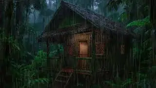 Rainy Night in the Dense Forest 🌲 | Sleep Well in a Quiet and Peaceful Bamboo Hut