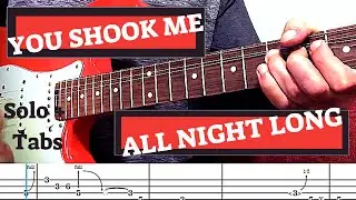You Shook Me All Night Long - Solo Cover | Guitar Tutorial With Tabs
