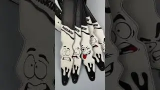 Guitar Strap with Facial Expression &ndash; Illustrated Leather &ndash; Handmade in Italy