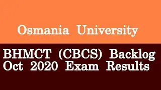 Osmania University BHMCT CBCS Backlog Oct 2020 Exam Results