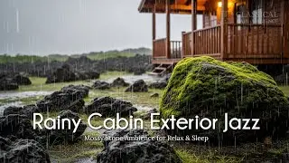 Rainy Cabin Exterior Jazz &bull; Mossy Stone Ambience for Relax & Sleep