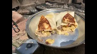 Mess Kit Canteen Bacon Mac N Cheese Burger Wrap cooked in a Boy Scout Mess Kit