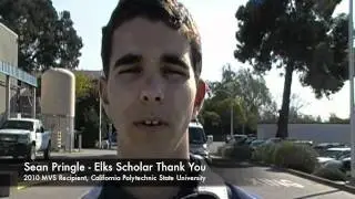 Elks Scholar Thank You - Sean Pringle