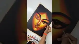 Maa Durga painting preparation and finishing 🔥👀😳🎨🖌️ #shorts #maadurga #durgapuja #art #painting