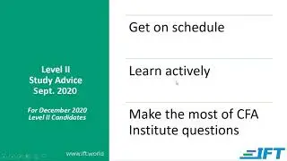 Level II CFA: Study Advice - Sept 2020