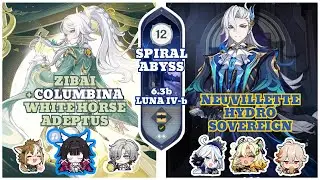 Spiral Abyss 6.3b Luna IV-b | Zibai Lunar Crystallize & Neuvillette Hypercarry | Genshin Impact