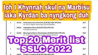 Top 20 Merit list SSLC 2022| Ki kyrteng jong kiba ioh rung top 20 ha ka sslc 2022