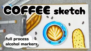 Cozy Cappuccino & Baguettes | Marker Art (Beginner-Friendly)