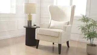 Clementine KD Fabric Wing Accent Arm Chair, Opus Cream