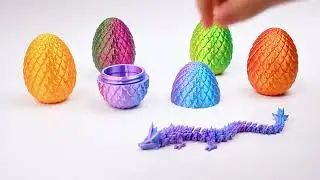 3D Printed Dragon Eggs Crystal Dragon Inside Articulated Fidget Toys, Easter Basket Stuffers#3d