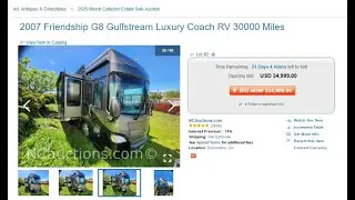 Auctioning 2007 Friendship G8 Gulfstream Luxury Coach RV 27k Miles   NCauctions.com