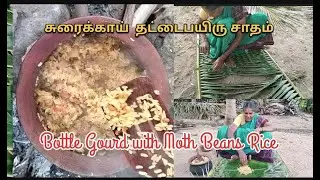 சுரைக்காய் தட்டைபயிரு சாதம்🥘🤤|Bottle Gourd with Moth Beans Rice| Thottathu Adupangarai