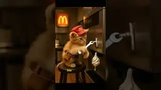 George saves the day from the erupting ice cream machine! #McDonalds #cats #cattok #viralvideo#funny