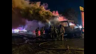 Jacksonville Fire Rescue Department responds to a stubborn commercial vehicle fire