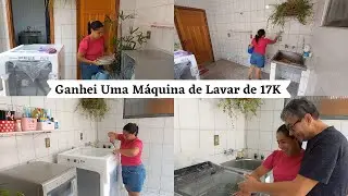 Ganhei um Presentão | Já testei a Maquina de Lavar com Água Quente e Fria | Faxina na Lavanderia