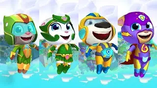Talking Tom Hero Dash - Ginger Vs Tom Vs Hank Vs Angela Chasing Rakoon In Bosses Sky Worlds Android 