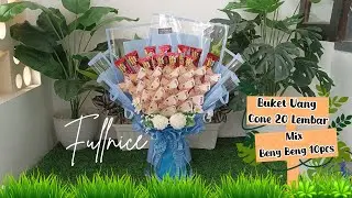 DIY - Buket Uang Cone 20 Lembar + Snack || Buket Khotmil Qur'an || Buket 2 Lembar Cellophane