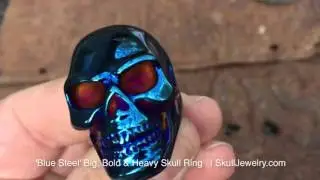 BLUE STEEL   Big, Bold & Heavy Skull Ring