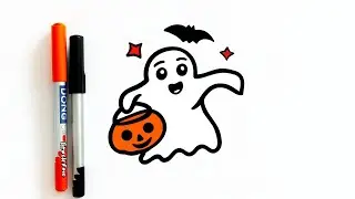 🎃 Cute Ghost Drawing for Halloween | Easy Halloween Art for Kids