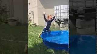 Slow motion belly flop pool splash