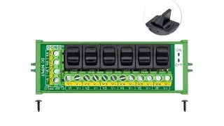 Screw Mount 6 Channel Paddle Rocker Switch DC Power Distribution Strip Module, OONO D-1444PK