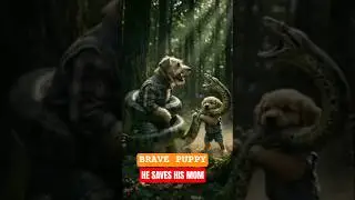 Brave Puppy Saves Mom From Giant Anaconda! 🐍🐶 #shorts